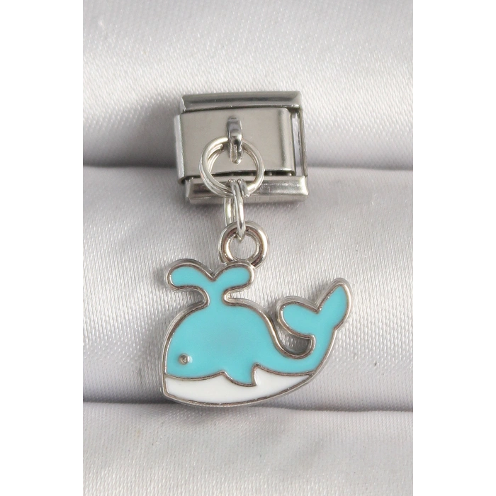 Erb 316L Çelik Gümüş Renk Mavi Balina Model Nomination Charm