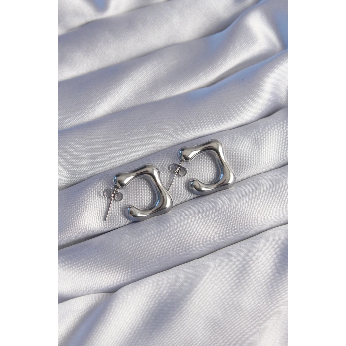 Erb 316L Çelik Gümüş Renk Minimal Bubble Küpe