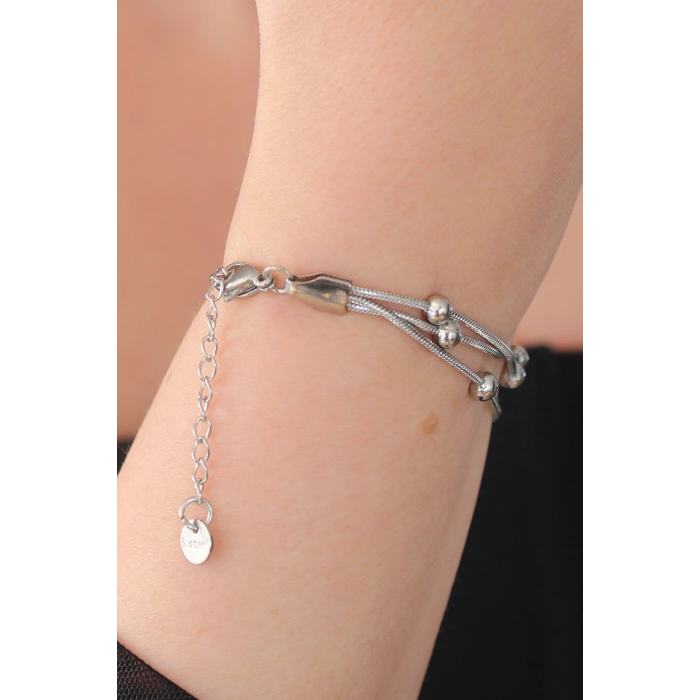 Erb 316L Çelik Gümüş Renk Minimal Top Figür Kadın Bileklik