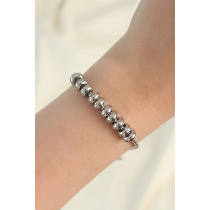 Erb 316L Çelik Gümüş Renk Oval Figürlü Bileklik