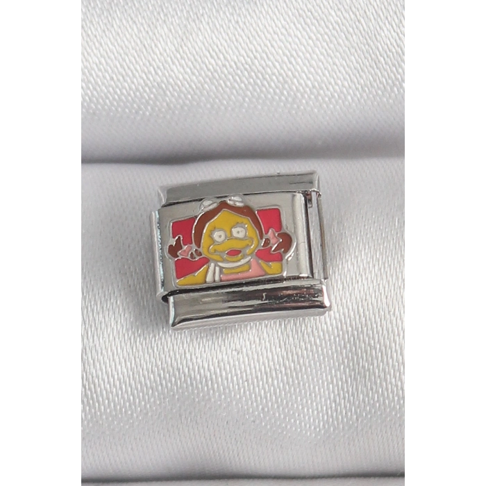 Erb 316L Çelik Gümüş Renk Renkli Çocuk İşlemeli Nomination Charm