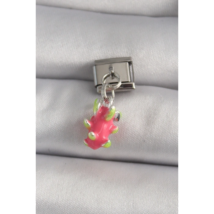 Erb 316L Çelik Gümüş Renk Sallantı Ejder Meyvesi Model Nomination Charm