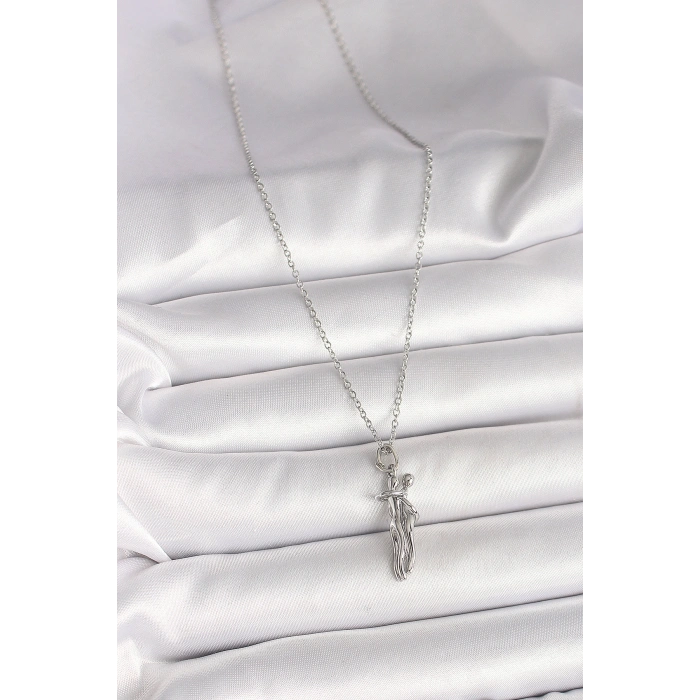 Erb 316L Çelik Gümüş Renk Zincir Sarılma Model Kadın Kolye