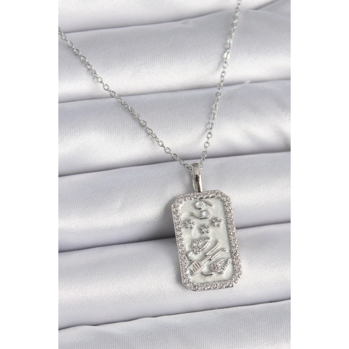 Erb 316L Çelik Gümüş Renk Zincir Yengeç Burcu Zirkon Taşlı Kadın Kolye