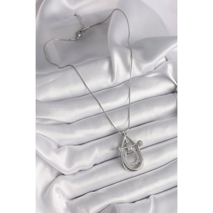Erb 316L Çelik Gümüş Renk Zirkon Taşlı Damla Model Kadın Kolye