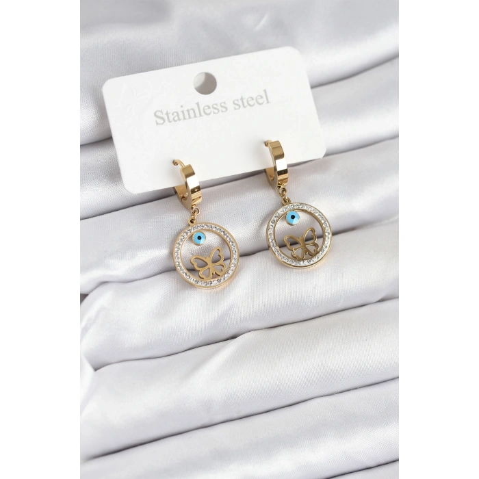 Erb 316L Çelik Halka Kelebek Kadın Küpe