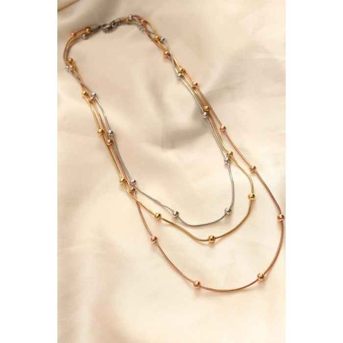 Erb 316L Çelik Karışık Renkli Topçuk Tasarımlı Çoklu Kolye