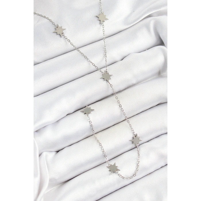 Erb 316L Çelik Kutup Yıldızı Figürlü Y Model Gümüş Renk Kadın Kolye