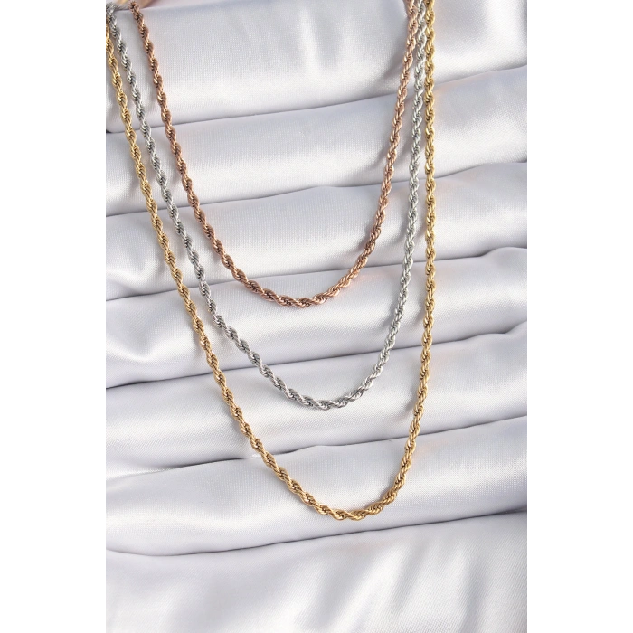 Erb 316L Çelik Mix Renk Burgu Zincir Model Kadın Kolye