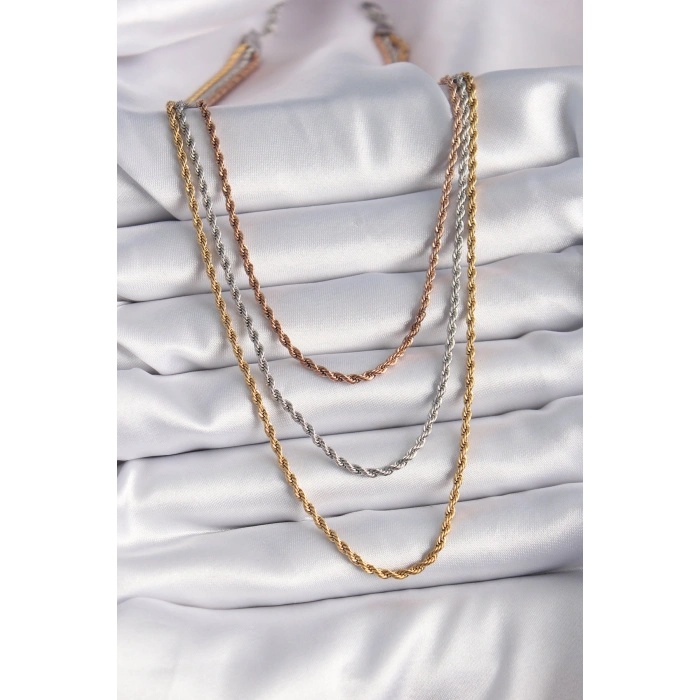 Erb 316L Çelik Mix Renk Burgu Zincir Model Kadın Kolye