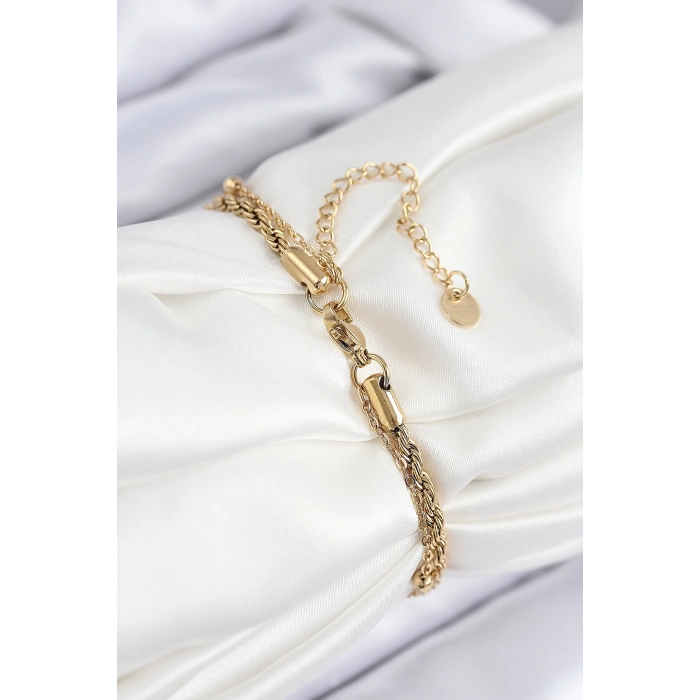 Erb 316L Çelik Nazar Boncuk Model Burgu Zincir Gold Renk Kadın Bileklik