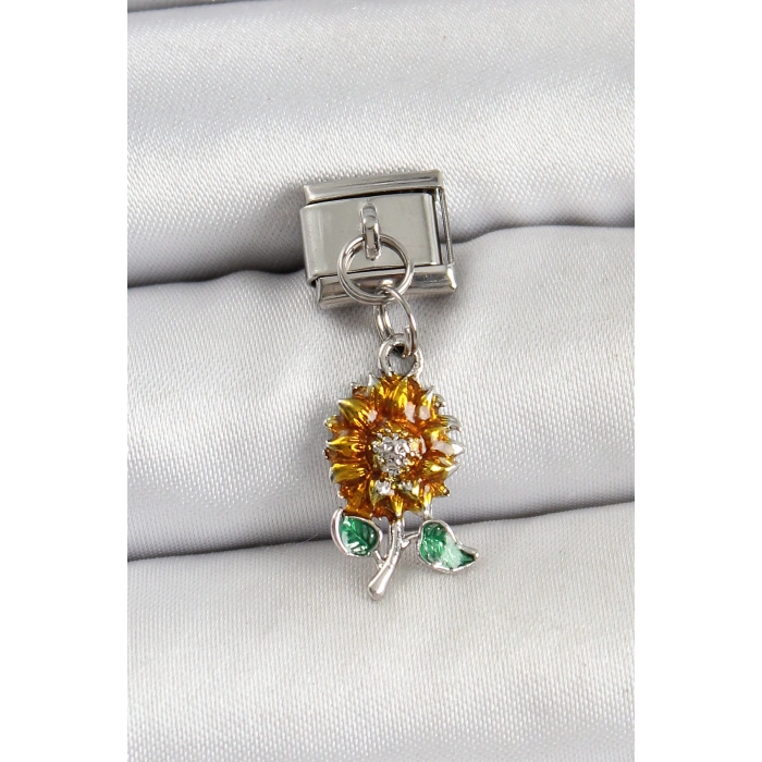 Erb 316L Çelik Sallantılı Ayçiçeği Model Gümüş Renk Nomination Charm