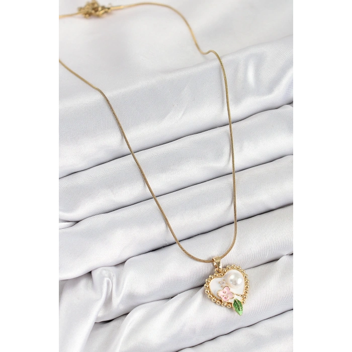 Erb 316L Çelik Sanatsal Portre Model Gold Renk Kadın Kolye