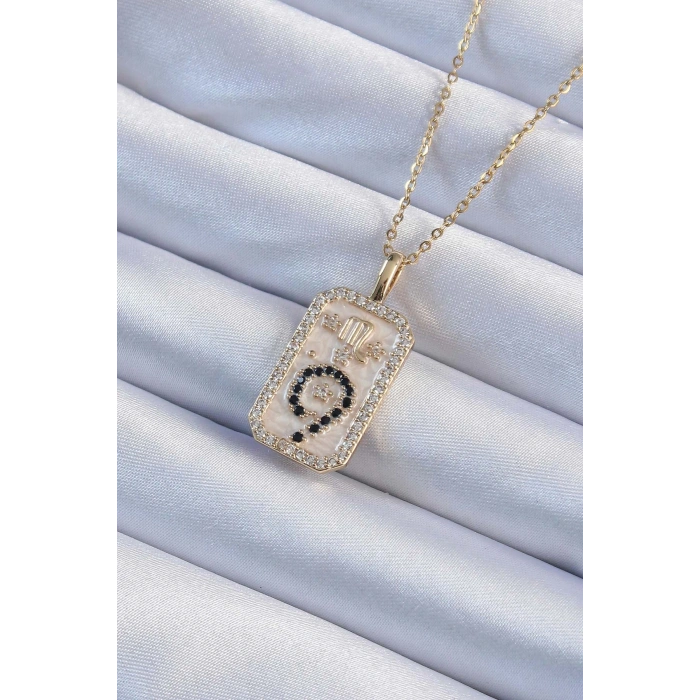 Erb 316L Çelik Zincir Altın Renk Zirkon Taşlı Minimal Papatya Figürlü Tarot Kolye