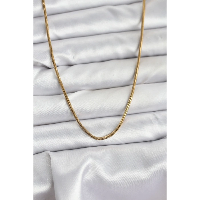 Erb 316L Çelik Zincir Gold Renk 60 Cm Yılan Zincir Kadın Kolye