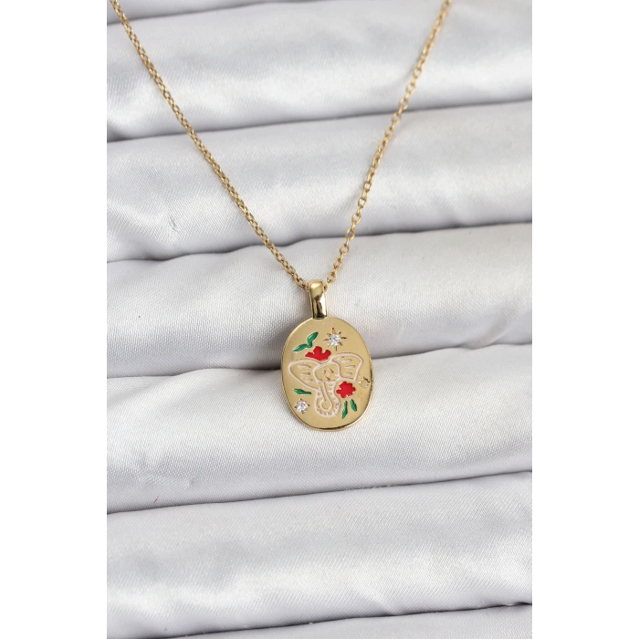 Erb 316L Çelik Zincir Gold Renk Fil Figürlü Kadın Kolye