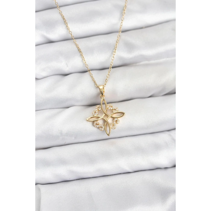 Erb 316L Çelik Zincir Gold Renk Sonsuzluk Model Zirkon Taşlı Kadın Kolye