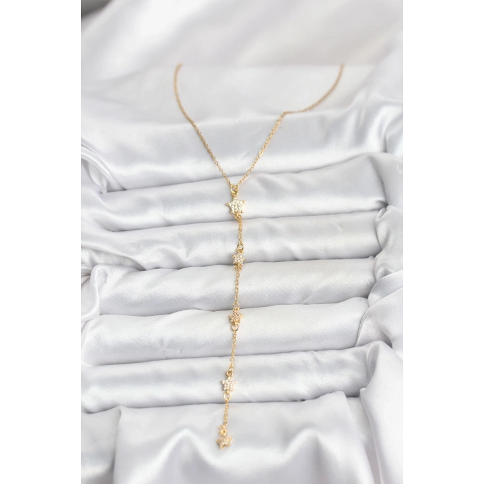 Erb 316L Çelik Zincir Gold Renkli Yıldız Model Kadın Y Kolye