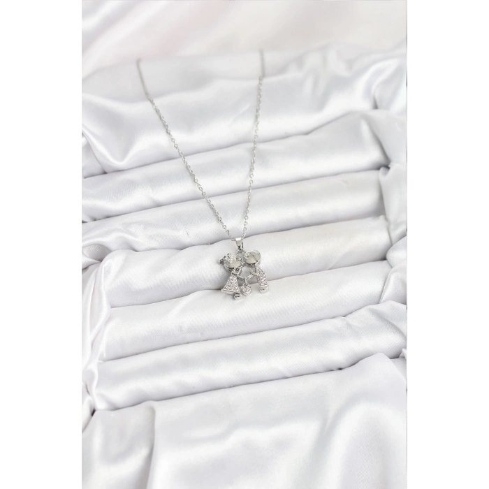 Erb 316L Çelik Zincir Gümüş Renk Erkek Kız Model Kadın Kolye