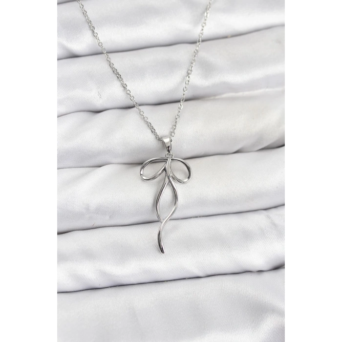 Erb 316L Çelik Zincir Gümüş Renk Fiyonk Model Kadın Kolye