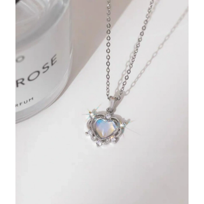 Erb 316L Çelik Zincir Gümüş Renk Kalp Model Kadın Kolye