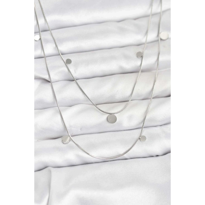 Erb 316L Çelik Zincir Gümüş Renk Pullu Kadın Kolye