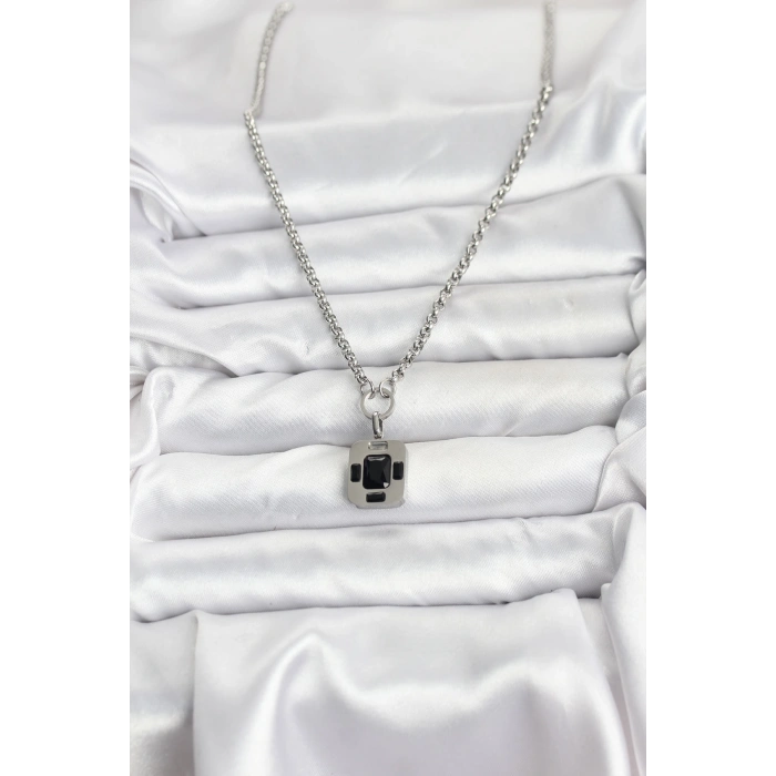 Erb 316L Çelik Zincir Gümüş Renk Vintage Model Kadın Kolye