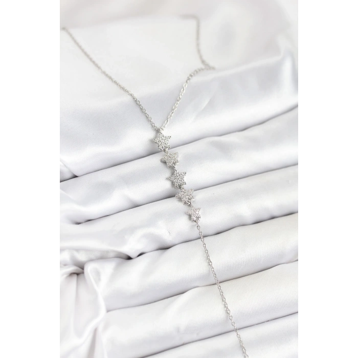 Erb 316L Çelik Zincir Gümüş Renk Yıldız Model Y Kolye