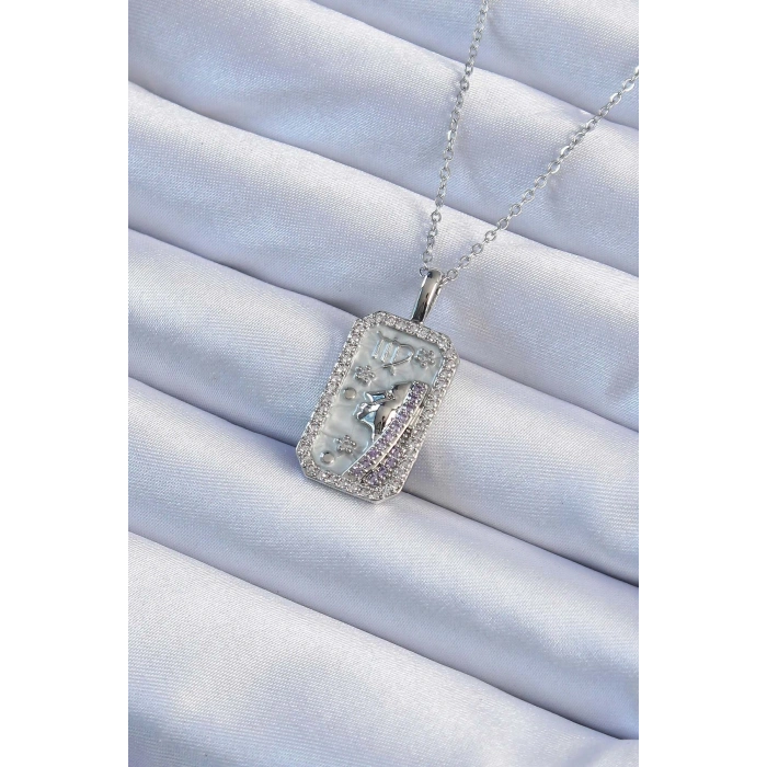 Erb 316L Çelik Zincir Gümüş Renk Zirkon Taşlı Yüz Figürlü Tarot Kolye