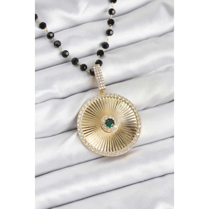 Erb 316L Çelik Zincir Kristal Boncuklu Kadın Kolye