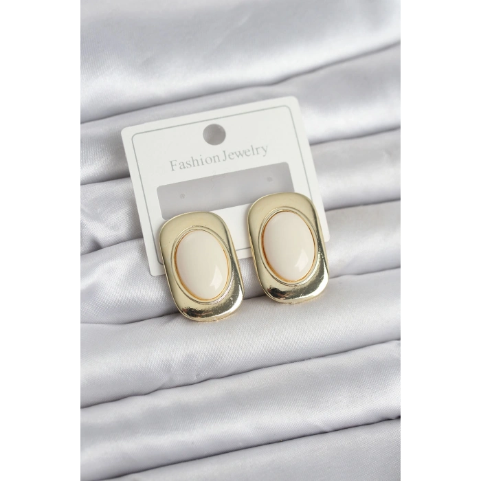 Erb Beyaz Renk Kare Model Vintage Kadın Küpe