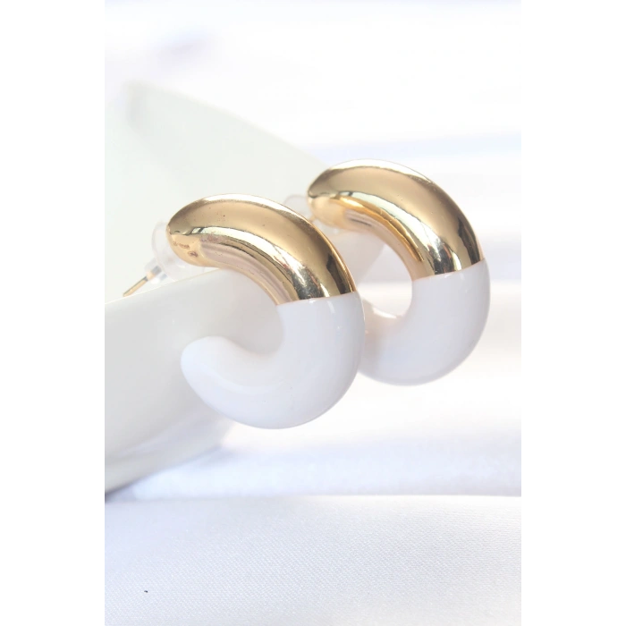 Erb CCB Beyaz Gold Çift Renk Küpe