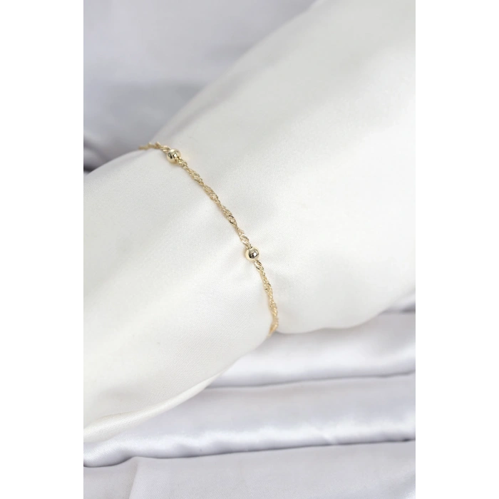 Erb CM 14K Gold Renk Burgu Topçuk Model Kadın Bileklik