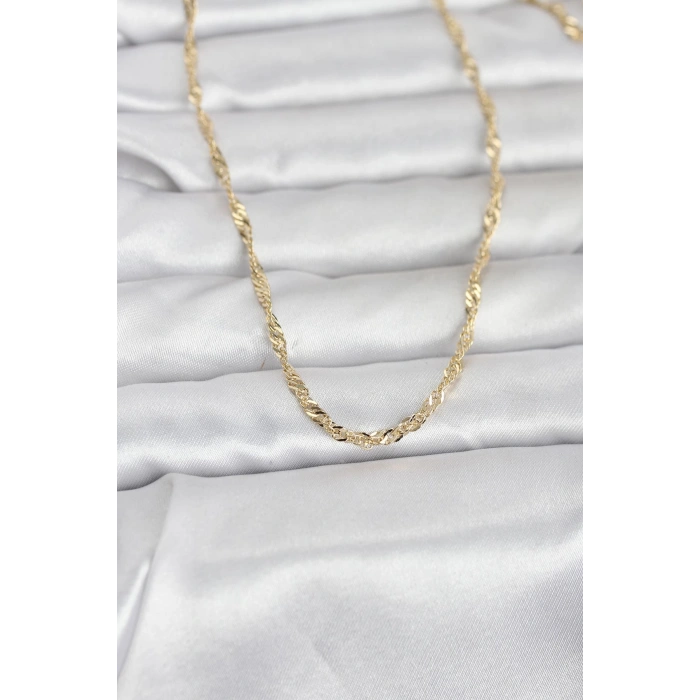 Erb CM 14K Gold Renk Burgu Yassı Model 60 Cm Kadın Kolye