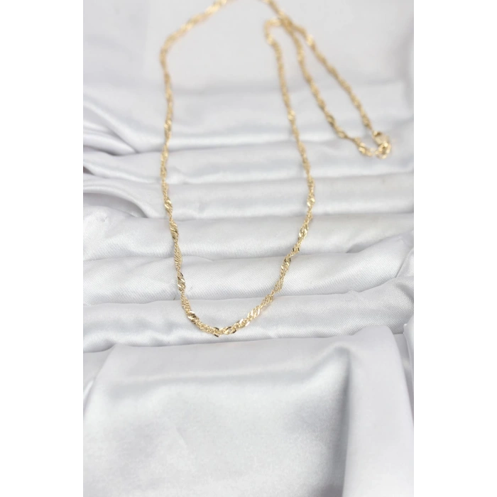 Erb CM 14K Gold Renk Burgu Yassı Model 60 Cm Kadın Kolye