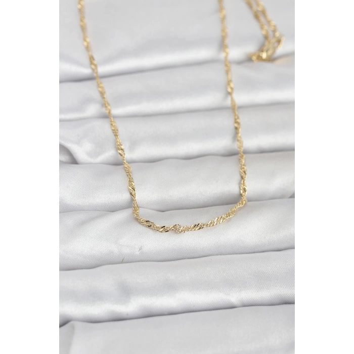Erb CM 14K Gold Renk Burgu Zincirli 60 Cm Kadın Kolye