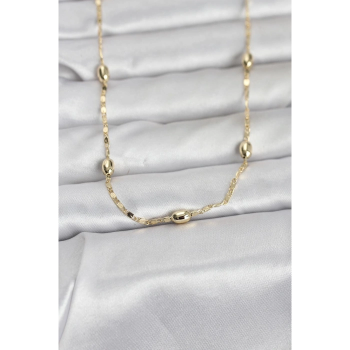 Erb CM 14K Gold Renk Damla Topçuklu Zincir Model 60 Cm Kadın Kolye