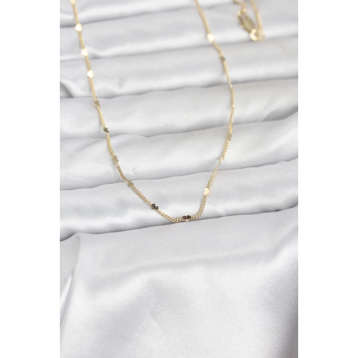 Erb CM 14K Gold Renk Ezme Kalp Detaylı 60 Cm Zincir Kadın Kolye