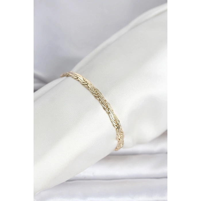 Erb CM 14K Gold Renk Ezme Sarmal Zincir Model Kadın Bileklik