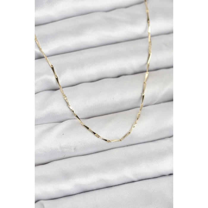 Erb CM 14K Gold Renk İnce Kesim Çubuk Model Zincir Kadın Kolye