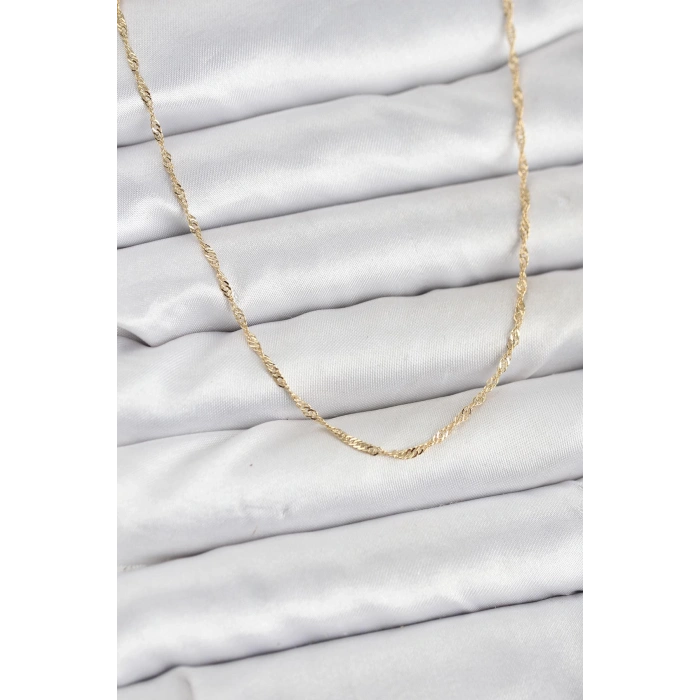 Erb CM 14K Gold Renk Pirinç Ezme Burgu Model Kadın Kolye