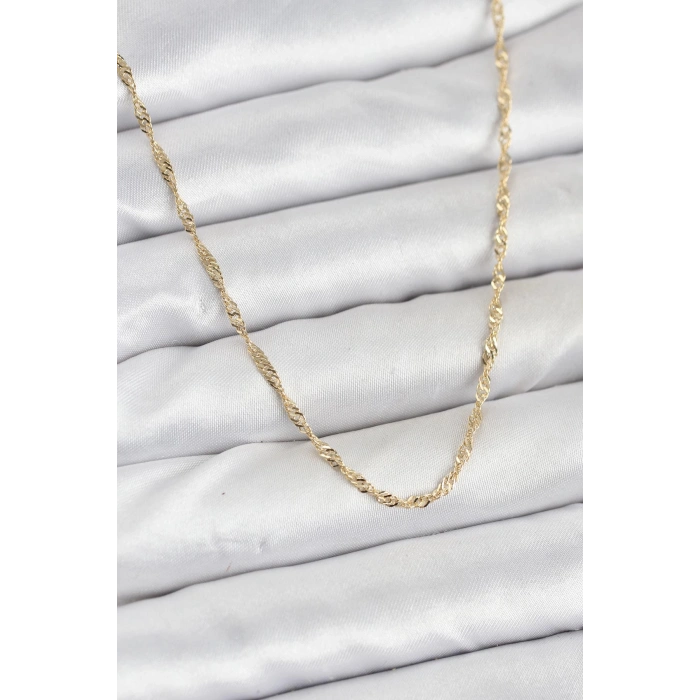 Erb CM 14K Gold Renk Yassı Burgulu Model Kadın Kolye