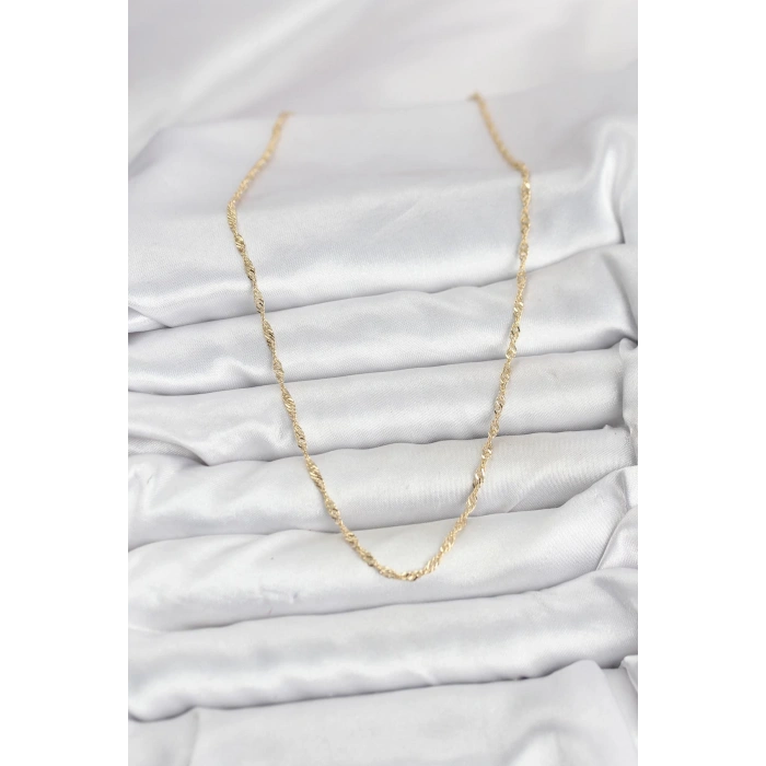 Erb CM 14K Gold Renk Yassı Burgulu Model Kadın Kolye