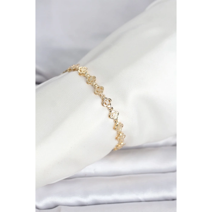 Erb CM 14K Gold Renk Yonca Model Kadın Bileklik
