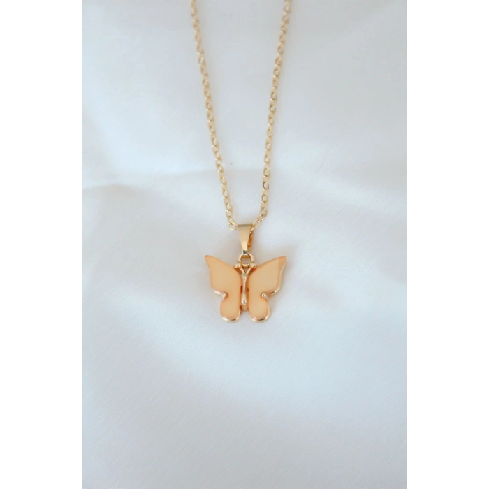 Erb Gold Kaplama Sarı Renk Sedefli Kelebek Kolye