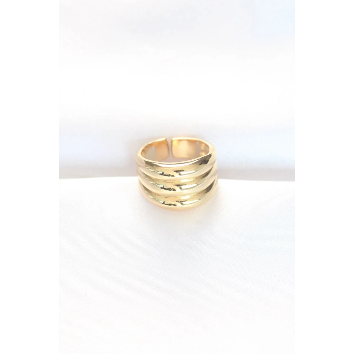 Erb Gold Renk Ayarlanabilir Çizgili Bombe Yüzük