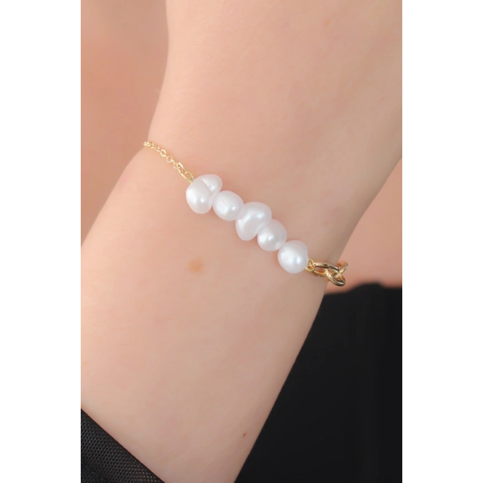 Erb Gold Renk İnci Boncuk Model Kadın Bileklik