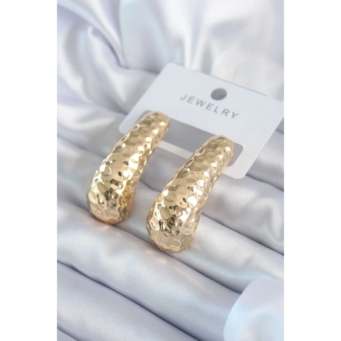 Erb Gold Renk İşleme Detay Pirinç Kadın Küpe