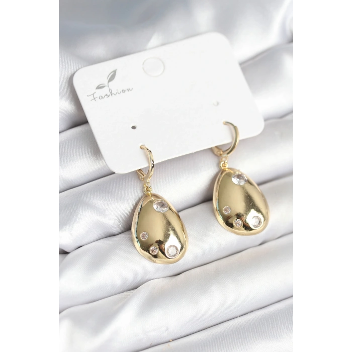 Erb Gold Renk Pirinç Damla Model Kadın Küpe