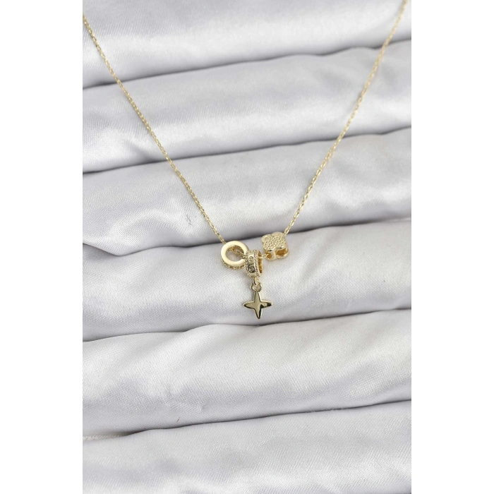 Erb Gold Renk Pirinç Minimal Charmlı Kadın Kolye